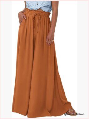 Wide Leg High Waisted Palazzo Pants Boho Flowy Trousers